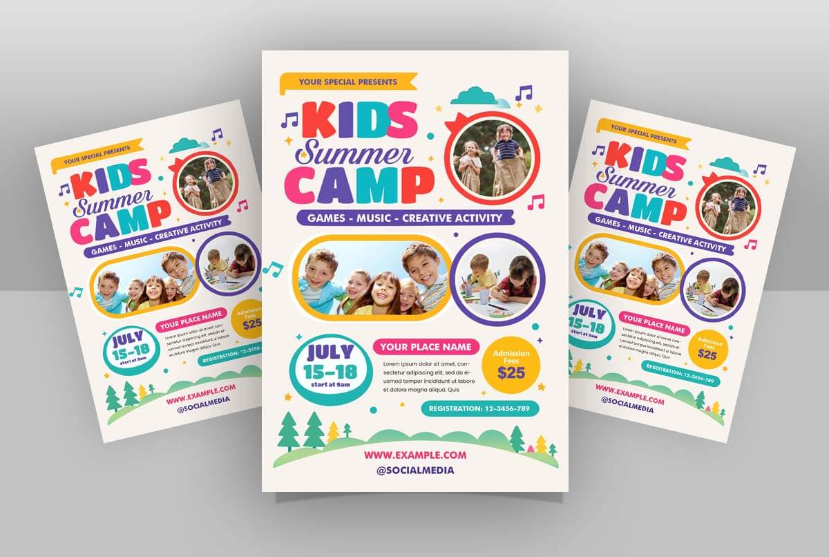 Kids Summer Camp Vacation Free PSD Flyer For Pre Schools