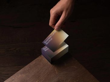 premium stacked business card mockup psd realistic luxury branding card on oak wood surface display hand holding business card mockup dark background corporate identity presentation