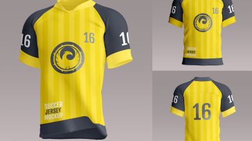 3 Free Half Sleeves Soccer Jersey Mockup PSD Set PsFiles