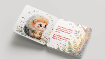 6 Free Childrens Hard Pages Square Board Book Mockup PSD Files4