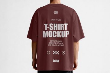 free back view oversized t shirt mockup psd realistic streetwear apparel branding print on demand clothing design template