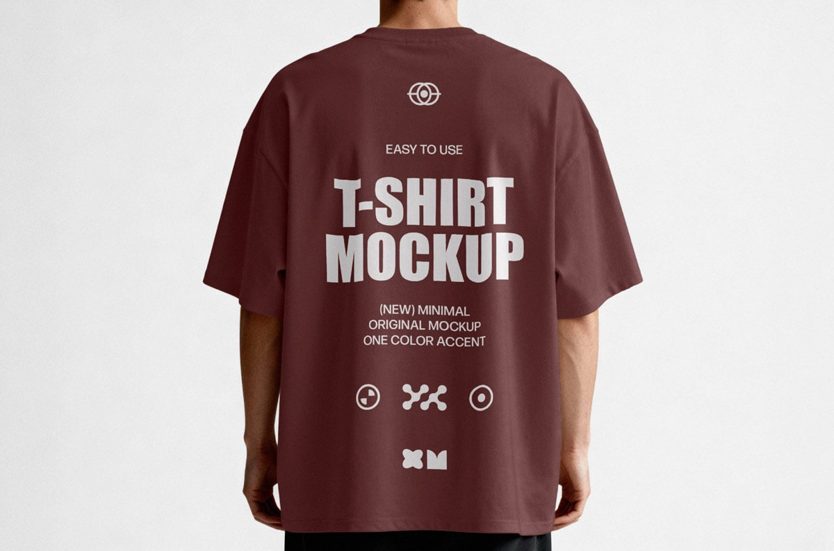 free back view oversized t shirt mockup psd realistic streetwear apparel branding print on demand clothing design template