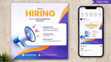 free digital marketing specialist hiring post psd template social media recruitment banner design