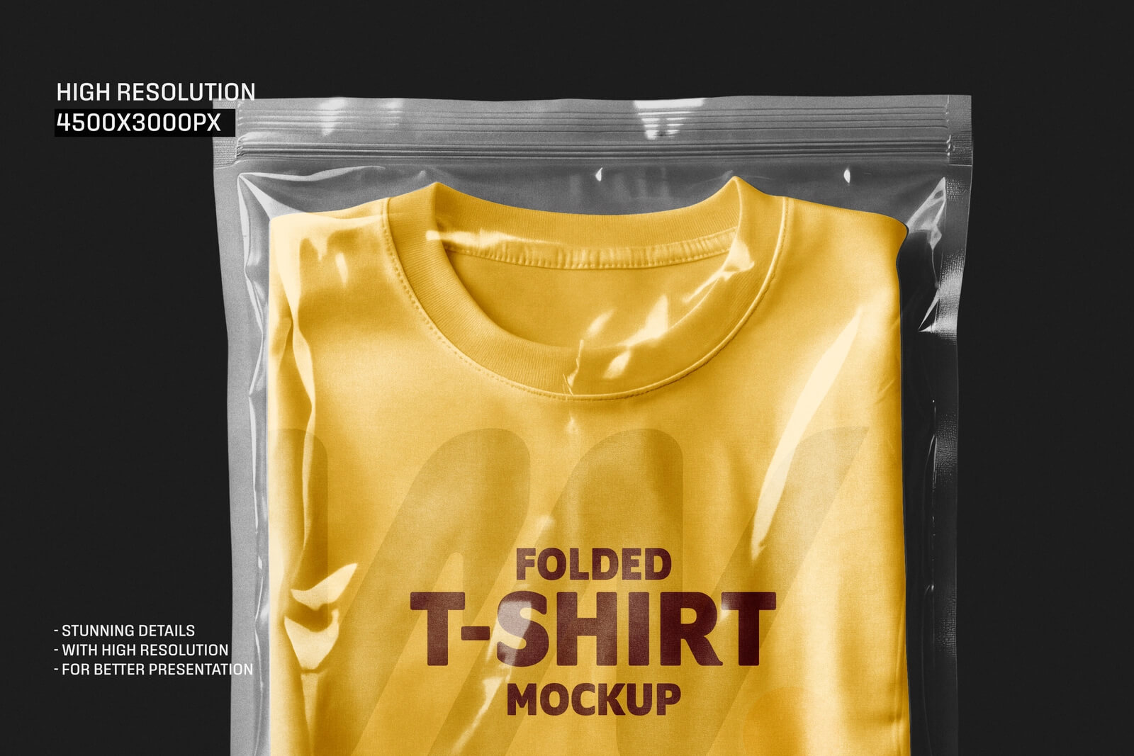 Free Folded T-Shirt Packing Poly Bag Mockup PSD