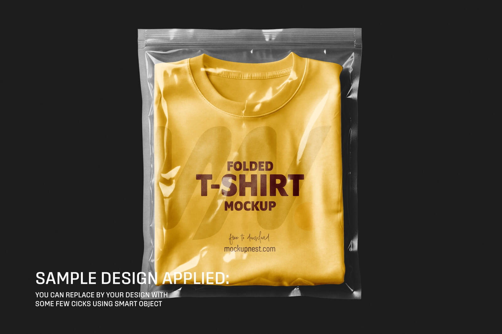 Free Folded T-Shirt Packing Poly Bag Mockup PSD