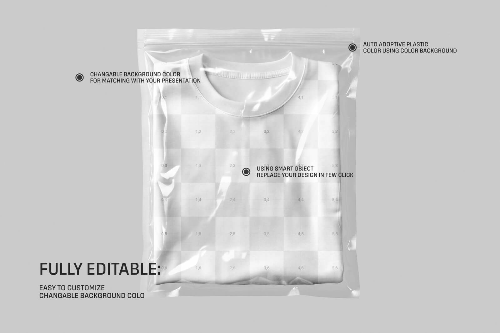 Free Folded T-Shirt Packing Poly Bag Mockup PSD
