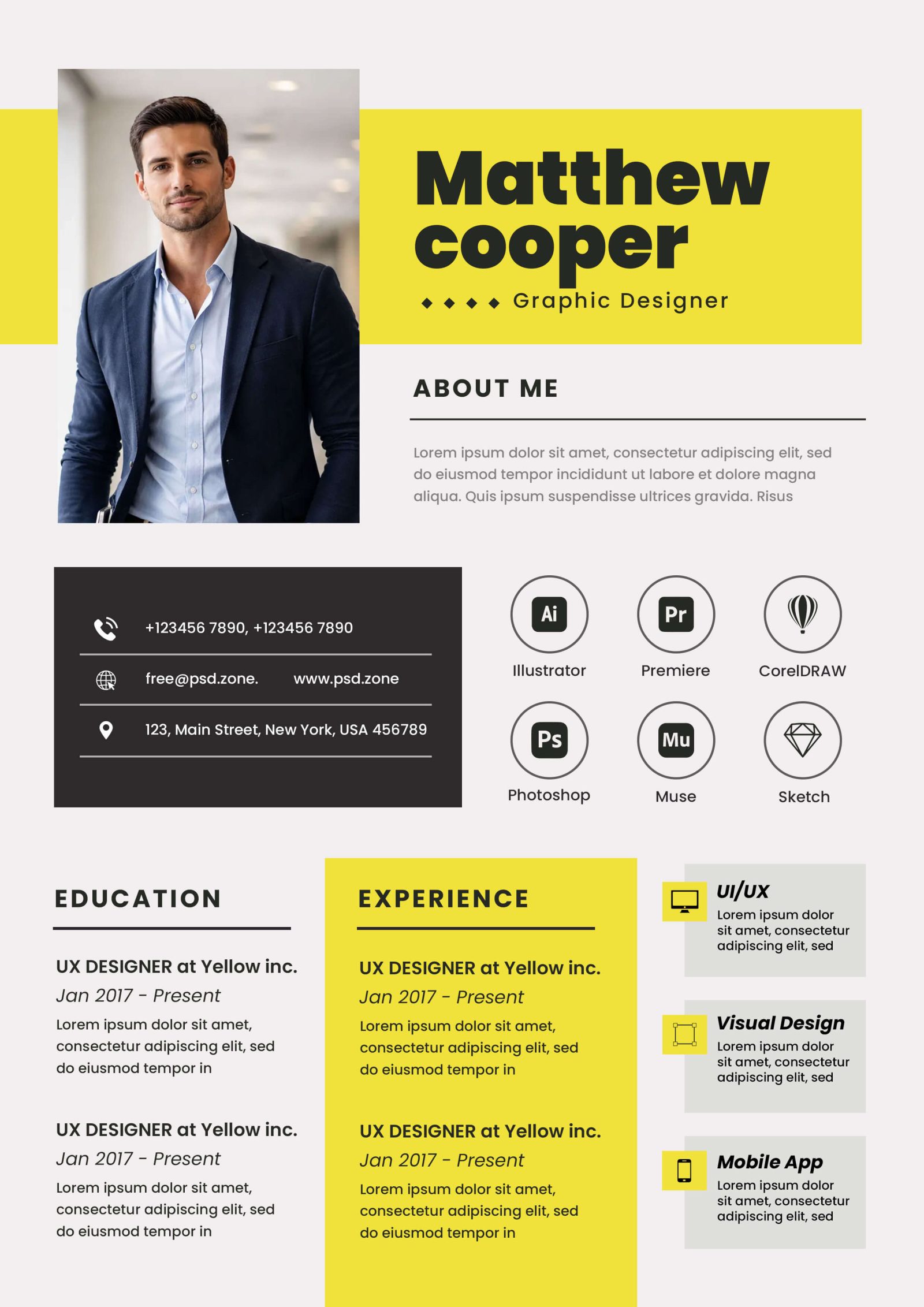 free graphic designer resume template psd modern cv layout editable professional designer resume format
