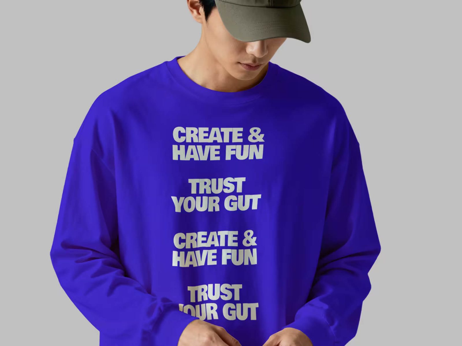 free long sleeve t shirt on model mockup psd realistic apparel branding clothing design presentation template