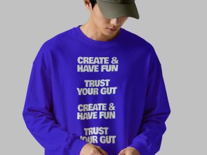 free long sleeve t shirt on model mockup psd realistic apparel branding clothing design presentation template
