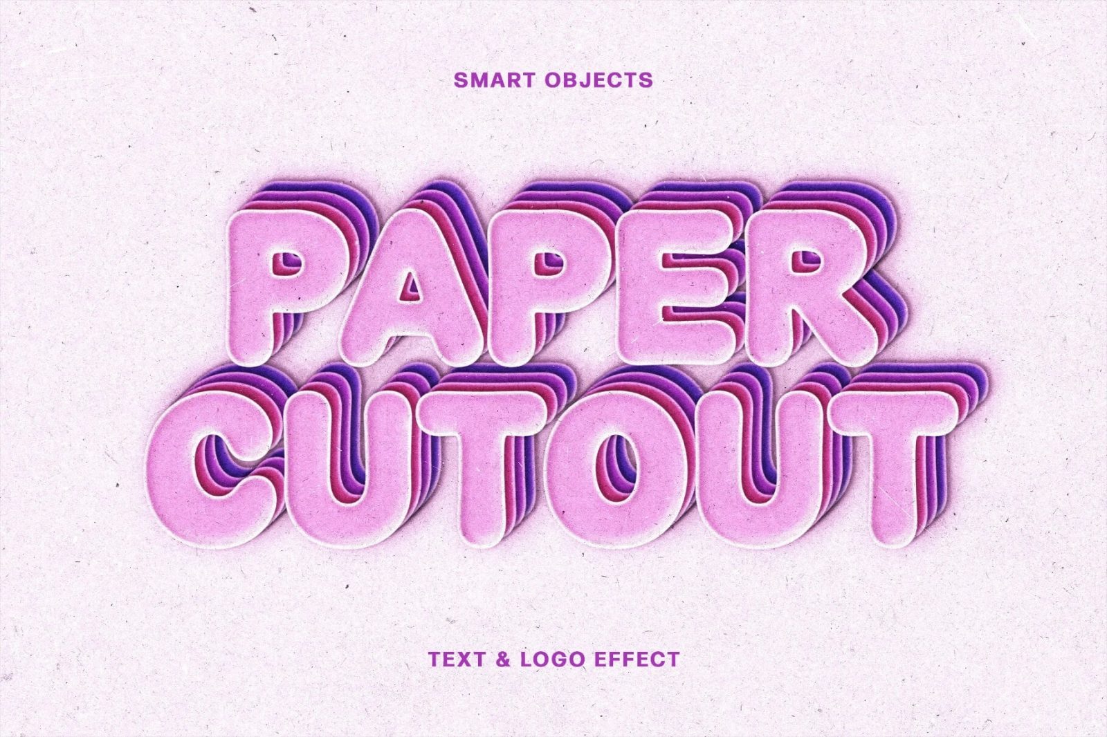 Paper cutout text effect PSD with layered pink retro typography and 3D depth — PsFiles.com free download