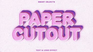 Paper cutout text effect PSD with layered pink retro typography and 3D depth — PsFiles.com free download