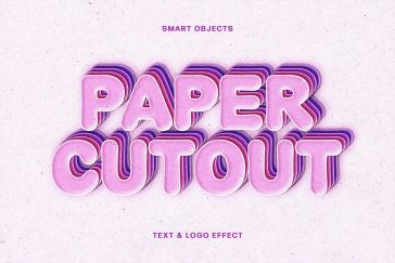 Paper cutout text effect PSD with layered pink retro typography and 3D depth — PsFiles.com free download