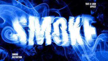 Smoke Text Effect PSD with glowing blue distortion typography on dark background PsFiles.com free download