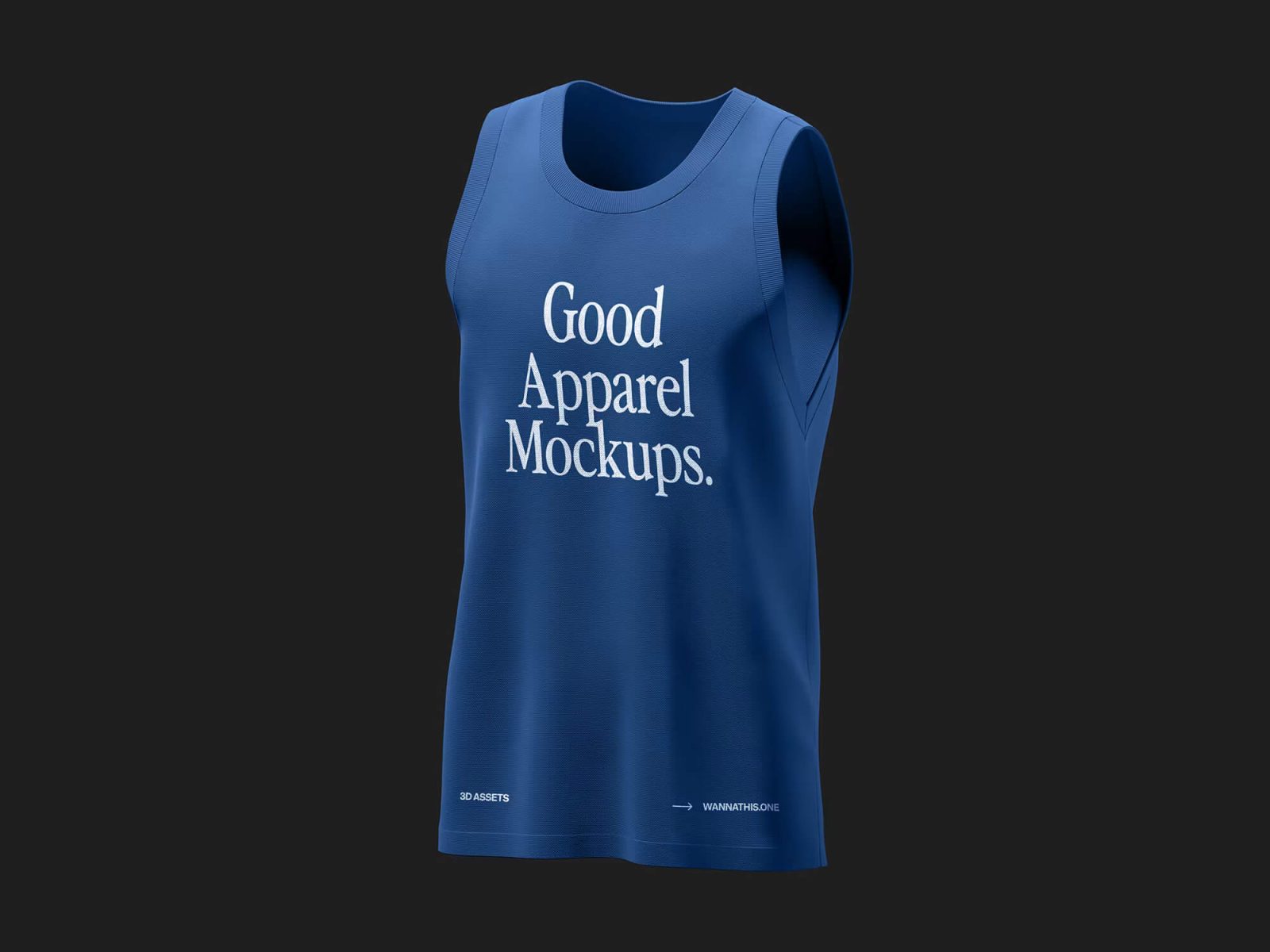 Blue sleeveless tank mockup PSD with realistic fabric texture on dark background β PsFiles.com free download