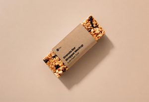 free granola bar wrapper mockup psd kraft paper snack packaging branding design template