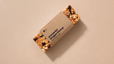 free granola bar wrapper mockup psd kraft paper snack packaging branding design template