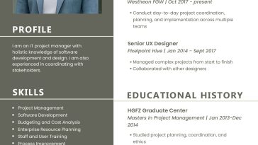 Professional IT Project Manager resume template PSD with clean two-column CV layout