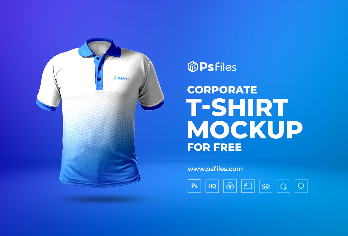 PsFiles FREE Collared T Shirt Mockup PSD