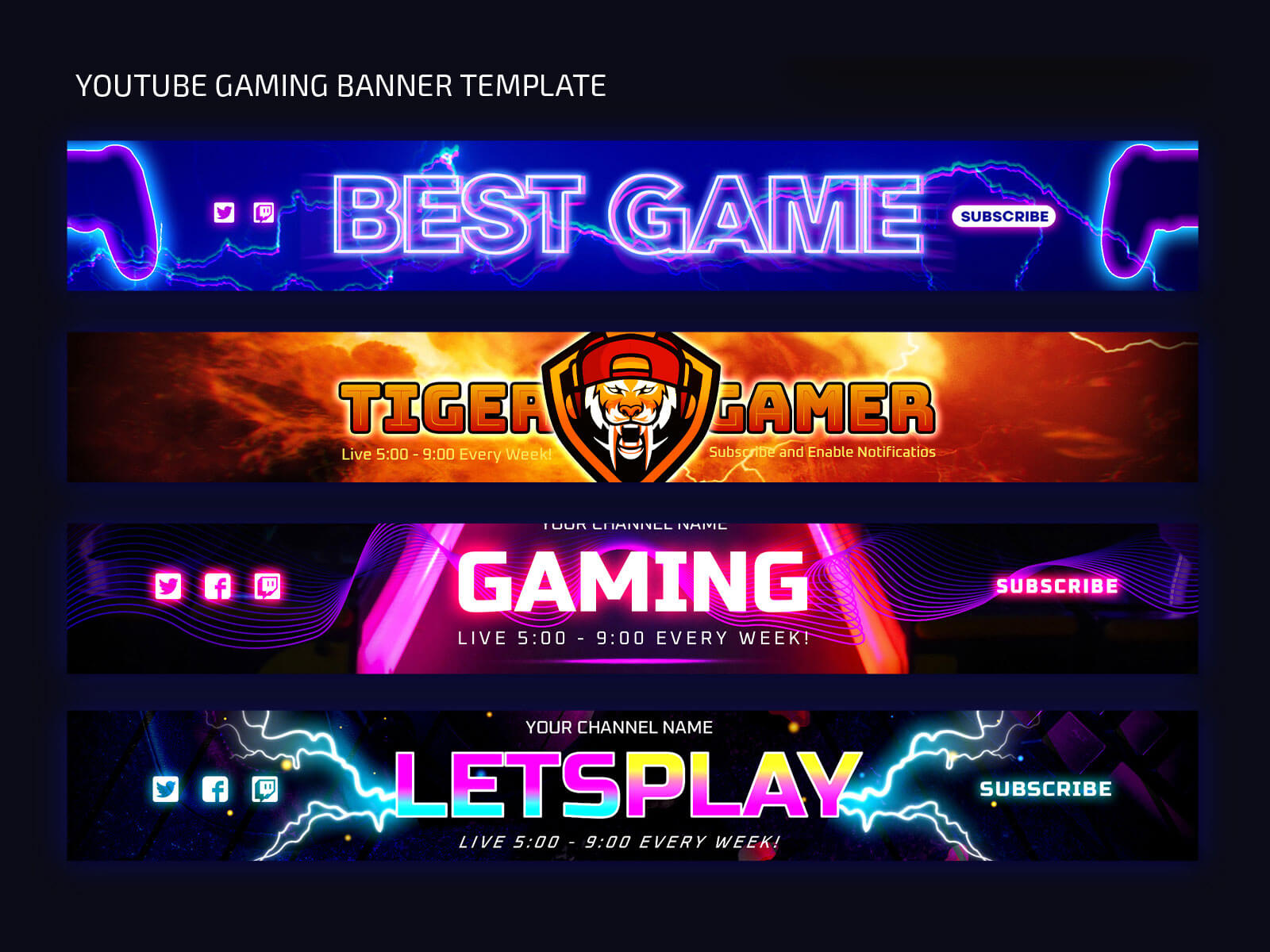 Free YouTube Gaming Banner PSD Template – Channel Cover Art 2560x1440