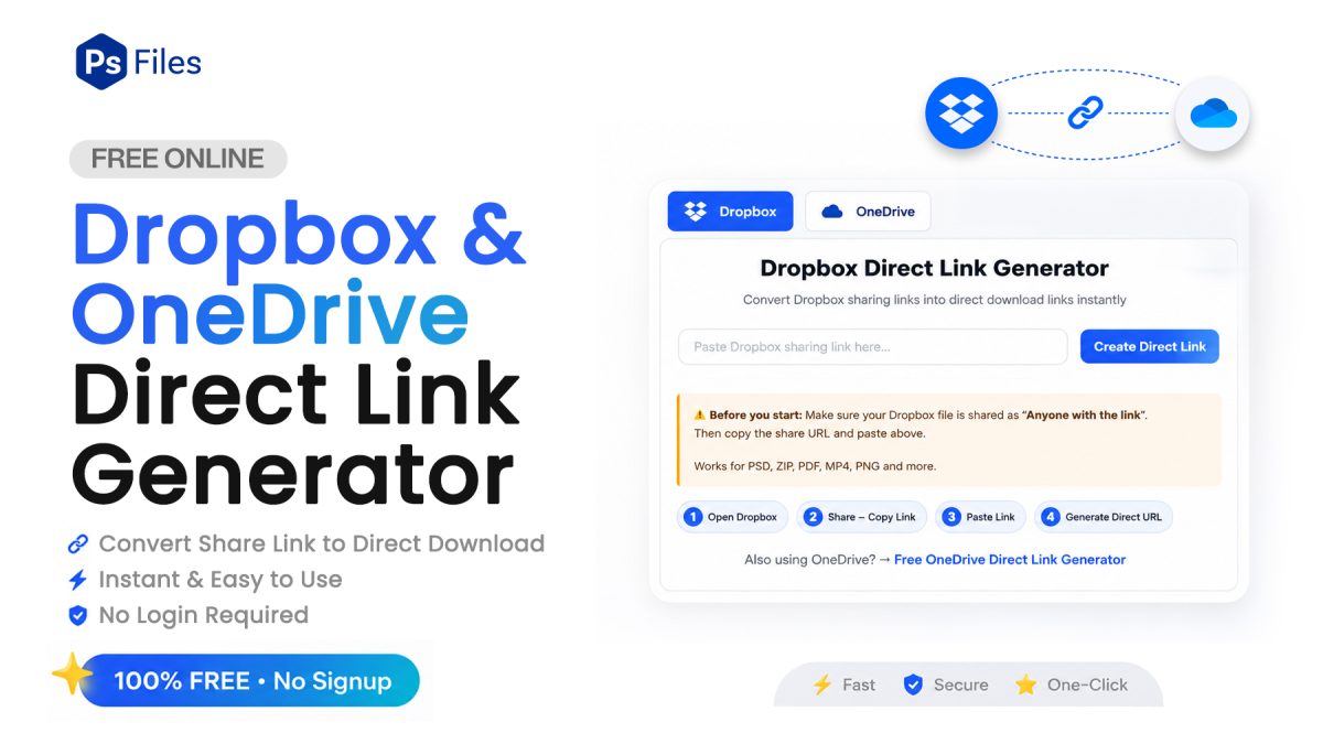 Free Dropbox and OneDrive Direct Link Generator by PsFiles