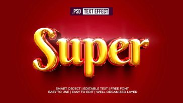 3D gold shine text effect PSD free download — premium glossy golden text style for Photoshop